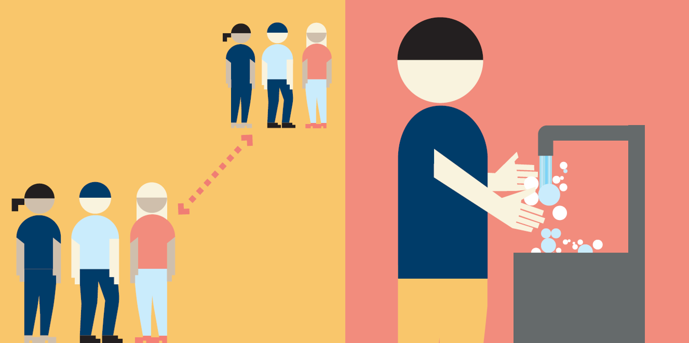 Foto: Illustrasjon fra Oslo kommune Hold avstand, vask hendene