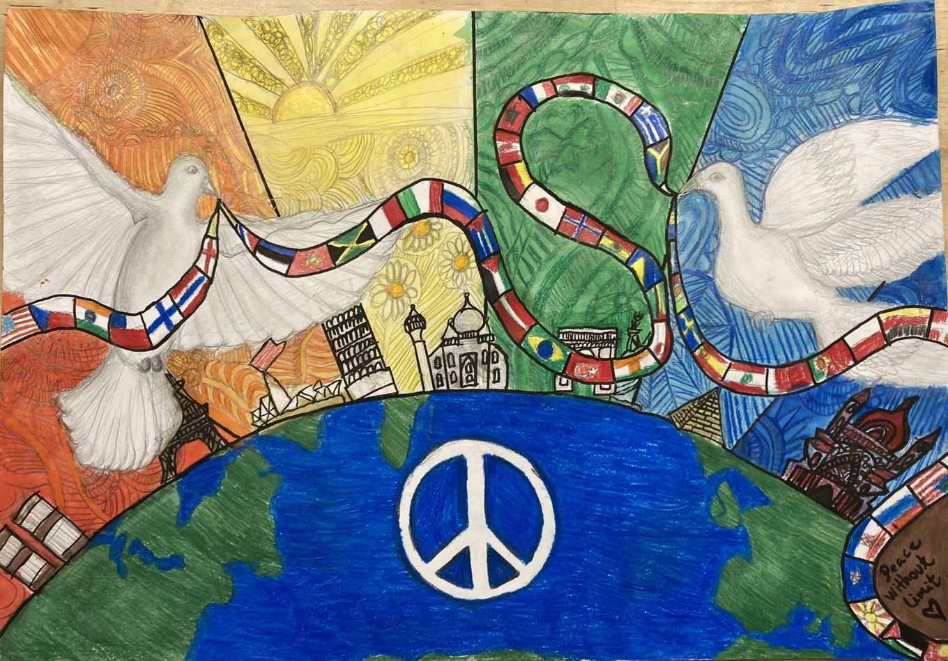 tegning med tittel "Peace without limit"